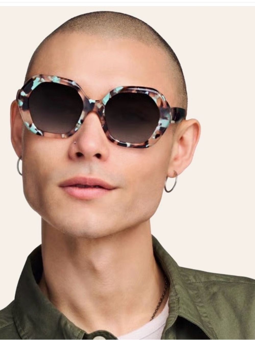 Warby Parker Oversized “Estrada” Tortoiseshell Sunglasses in Blue & Brown